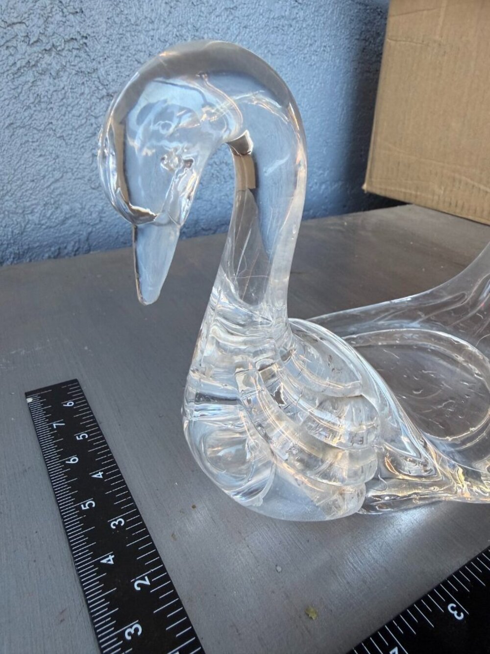 Vintage Clear Lucite Acrylic Swan Dish / Towel Holder MCM Hollywood Regency
